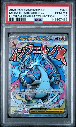 2025 Pokemon MEP EN Mega Charizard X EX Ultra Premium #023 PSA 10 GEM MINT - Image 1