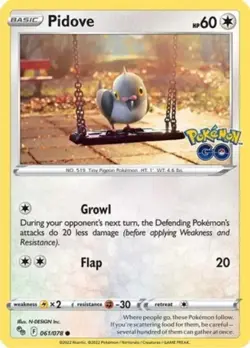 Pidove - 061/078 - Common - Reverse Holo Near Mint Pokemon Go - Image 1
