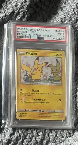 POKEMON-Pikachu Sm162-Sm Black Star Promos-ENG Psa9 - Image 1