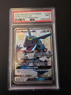 PSA 9 2018 Pokemon Rayquaza GX 177a/168 Hidden Fates Prem Collection - Image 1