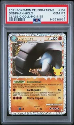 2021 POKEMON CELEBRATIONS CLASSIC COLL #107 DONPHAN-HOLO PSA 10 Gem Mint - Image 1