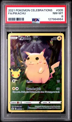 2021 POKEMON CELEBRATIONS #005 FULL ART/PIKACHU PSA 8 - Image 1