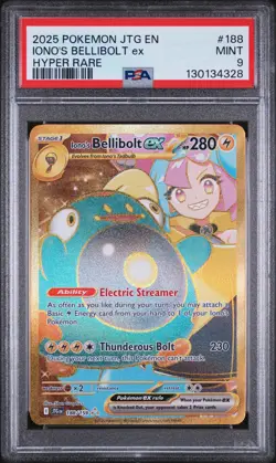 2025 POKEMON JTG EN-JOURNEY TOGETHER HYPER RARE #188 IONO'S BELLIBOLT EX PSA 9 - Image 1