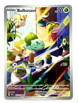 2024 Bulbasaur 143 Illustration Rare IR Holo Stellar Crown Pokemon TCG Card - Image 1