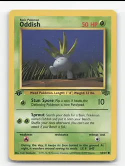 Pokemon TCG - Oddish 58/64 Moderately Played Common Jungle 1st Edition - Image 1