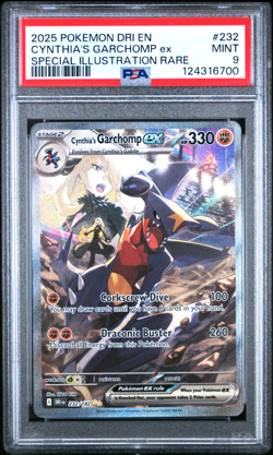 Pokemon Destined Rivals Cynthia's Garchomp EX SIR #232/182 PSA 9 MINT 232 - Image 1