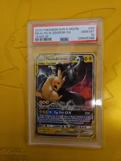2019 Pokemon Pikachu & Zekrom GX Holo PSA 10 Team Up Sm-33/181 - Image 1