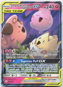 Togepi & Cleffa & Igglybuff GX 143/236 Holo GX Rare Cosmic Eclipse Pokemon LP - Image 1