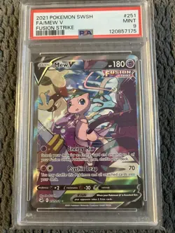 2021 POKEMON SWORD & SHIELD FUSION STRIKE #251 FULL ART/MEW V PSA 9 - Image 1