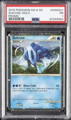 2010 POKEMON HEARTGOLD & SOULSILVER PROMO #HGSS21 SUICUNE-HOLO PSA 1 - Image 1