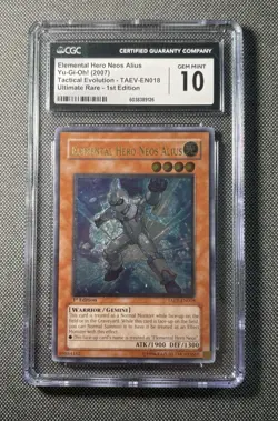POP 1 Elemental Hero Neos Alius Yugioh 2007 TAEV-EN018 Ultimate Rare 1st CGC 10 - Image 1