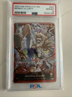One Piece 2025 ST21 English Monkey D. Luffy #001 PSA 10 - Image 1