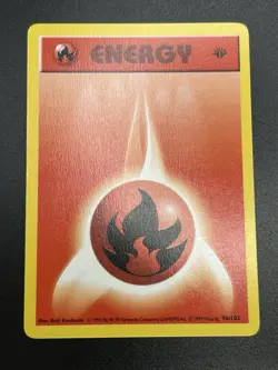 FIRE ENERGY Pokemon Card WOTC 1st Edition Base Set Shadowless 98/102 NM (A) - Image 3