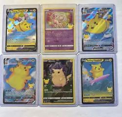 Pokemon Celebrations 25th Anniversary 5 Holo Pikachu Card Lot-Plus Mew. 6 Total - Image 1