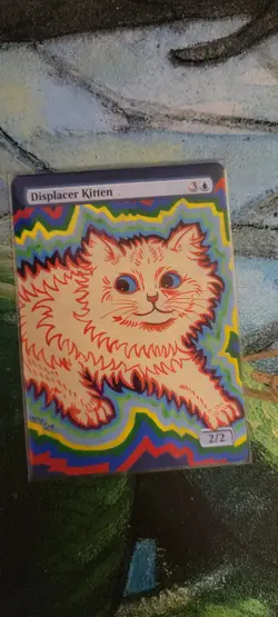 MTG ALTER: Displacer Kitten, by LupaxyArt. Full art alter - Image 1