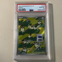 Pokemon Pidgey Art Rare Holo Sv3 Ruler of the Black Flame 118/108 JP PSA 10 - Image 1