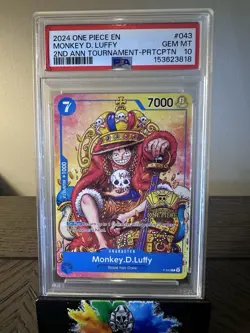 2024 One Piece EN Monkey D. Luffy 2nd Anniversary Tournament Promo #P-043 PSA 10 - Image 1