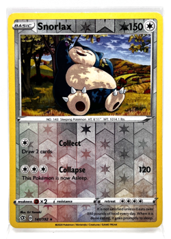 Snorlax 141/192 Reverse Holo Pokemon Card 2020 Rebel Clash LP - Image 1