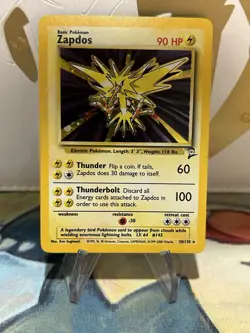 Zapdos 20/130 Pokemon Base Set 2 Holo Rare Card WOTC LP - Image 1