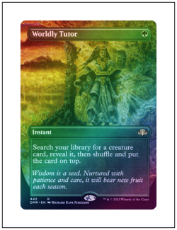 1x Worldly Tutor, Borderless Art Foil, Magic the Gathering MTG NM - Image 1
