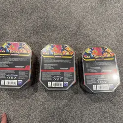 Pokemon TCG Mega Charizard X EX Tin Sealed 4 Booster Packs New x3 - Image 3