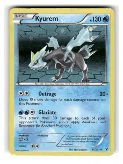Kyurem 34/101 Holo Rare Noble Victories Pokemon Holo Moderately Played - Image 1