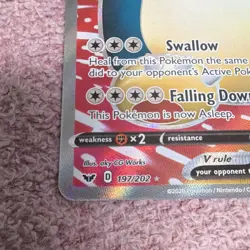 Pokemon Snorlax V Full Art Holo Ultra Rare 220 HP Sword & Shield 197/202 English - Image 2
