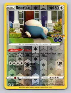 Snorlax 055/078 Holo Rare Pokemon GO Pokemon Reverse Holo LP - Image 1
