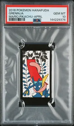2016 POKEMON HANAFUDA MARIO PIKACHU APRIL GRENINJA PSA 10 - Image 1