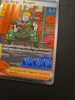 Pokemon Lt. Surge's Bargain Full Art Holo Trainer 185/132 Special Illustration … - Image 3