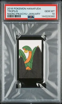 2016 POKEMON HANAFUDA MARIO PIKACHU JANUARY TROPIUS PSA 10 - Image 1