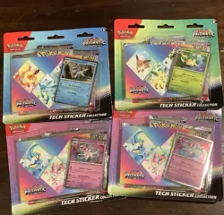 Pokemon TCG Prismatic Evolutions 3-Booster Tech Sticker Collection Lot of 4 - Image 1