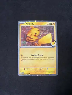 Pikachu (Stamped Pokemon Day 2026) 051/162 Cosmos Holo (Swirl Top Right) - NM - Image 3