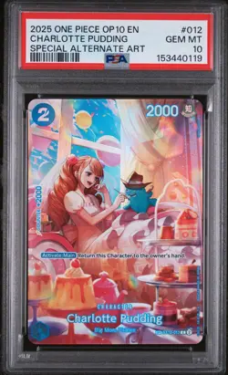 2025 ONE PIECE OP10-ROYAL BLOOD SPECIAL ALTERNATE ART CHARLOTTE PUDDING PSA 10 - Image 1