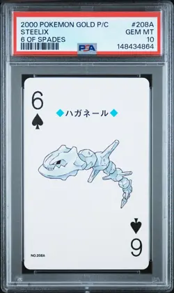 2000 POKEMON GOLD VERSION PLAYING CARDS 6 OF SPADES #208A STEELIX PSA 10 - Image 1