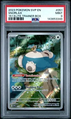 PSA 9 POKEMON SVP EN-SV BLACK STAR PROMO #051 SNORLAX 151 ELITE TRAINER BOX - Image 1