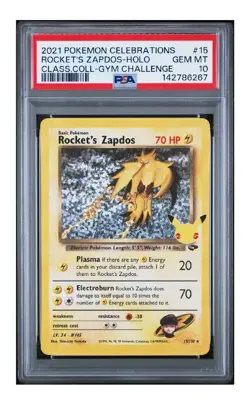 PSA 10 2021 POKEMON CELEBRATIONS CLASSIC COLLECTION ROCKET'S ZAPDOS-HOLO 15 - Image 1