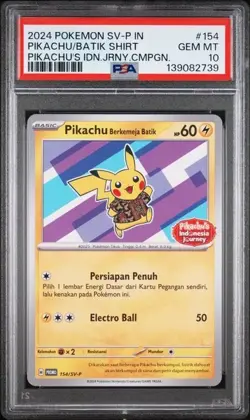 Pokemon Pikachu 154/SV-p Batik Promo Indonasian PSA 10 - Image 1