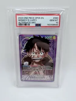One Piece Bandai Awakening Monkey D. Luffy Leader Foil Alt Art OP05-060 PSA 10 - Image 1