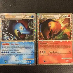 Pokemon Card Typhlosion and Feraligatr Prime HGSS Promos 7 and 9. Moderate Play. - Image 1