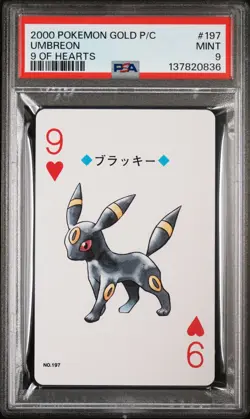 2000 POKEMON GOLD VERSION PLAYING CARDS 9 OF HEARTS #197 UMBREON PSA 9 - Image 1