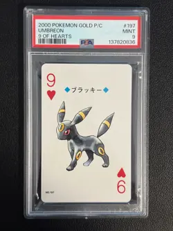 2000 POKEMON GOLD VERSION PLAYING CARDS 9 OF HEARTS #197 UMBREON PSA 9 - Image 3