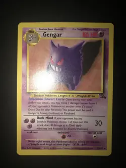 Pokemon Gengar 20/62 Fossil Unlimited Rare Regular English TCG Card LP/MP - Image 1