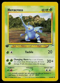Pokemon Card Neo Destiny Heracross 41/105 1st Edition Uncommon - Image 1