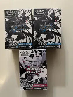 Pokemon 2 Black Bolt and 1 White Flare booster bundles SEALED - Image 1