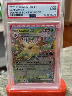 Leafeon EX 6/131 Pokemon PSA 9 Stamped Prismatic Surprise Box Exclusive - Image 1