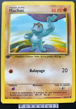 Carte Pokemon MACHOC 52/102 Set de Base Wizards EDITION 1 FR - Image 1