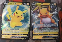 Raichu V 045/172 & Pikachu V SWSH198 Black Star Promo Brilliant Stars Pokemon - Image 1