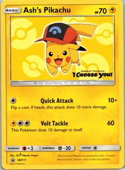 Pokemon TCG Ashs Pikachu SM111 SM Black Star Promos NM - Image 1