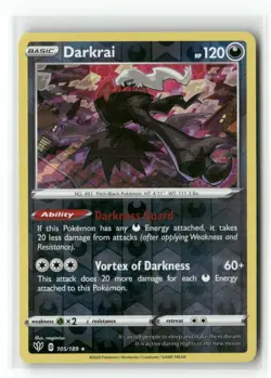 Darkrai 105/189 Holo Rare Darkness Ablaze Pokemon Reverse Holo Near Mint - Image 1